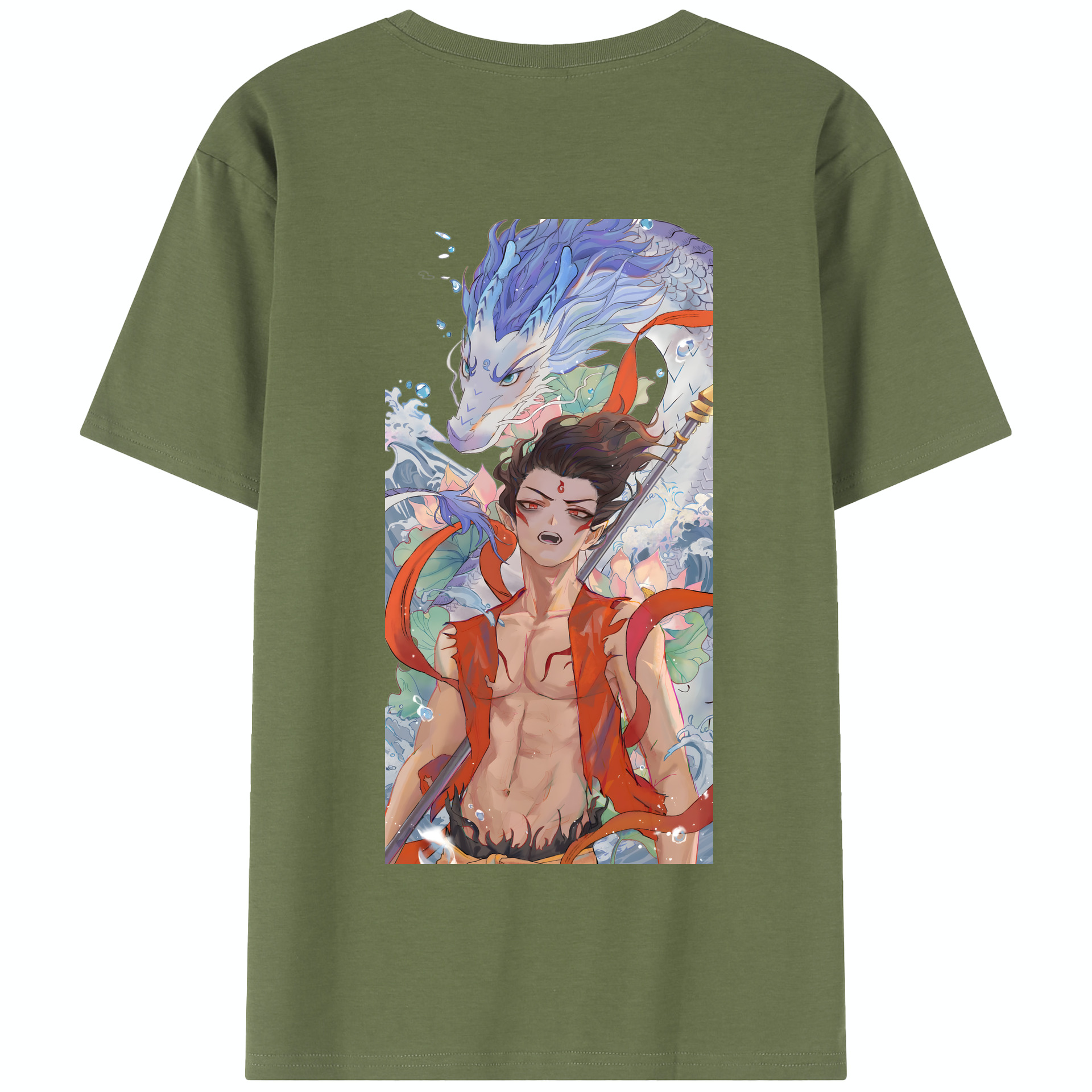 （画像用） Ne Zha 2 ナタ 魔童の大暴れ 綿100％半袖Tシャツ（背面プリント）